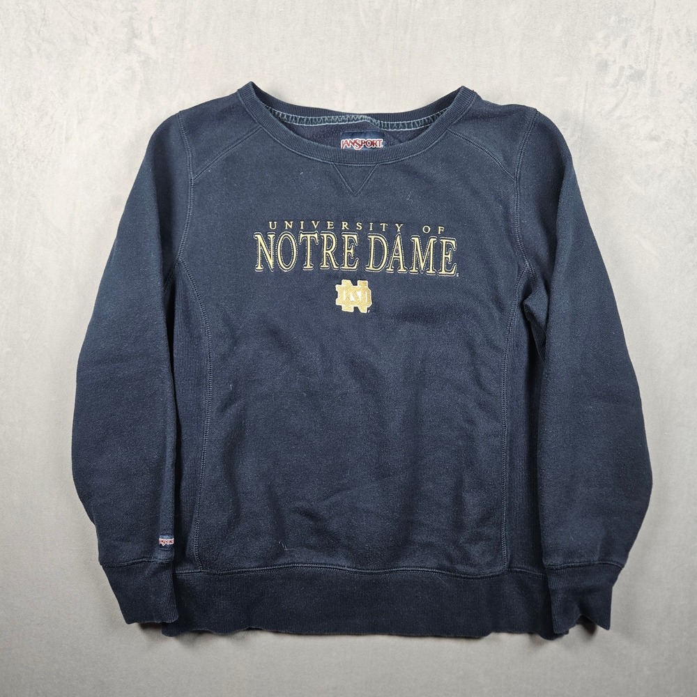 JanSport Notre Dame Fighting Irish Sweatshirt Womens Large Navy Embroidered Logo